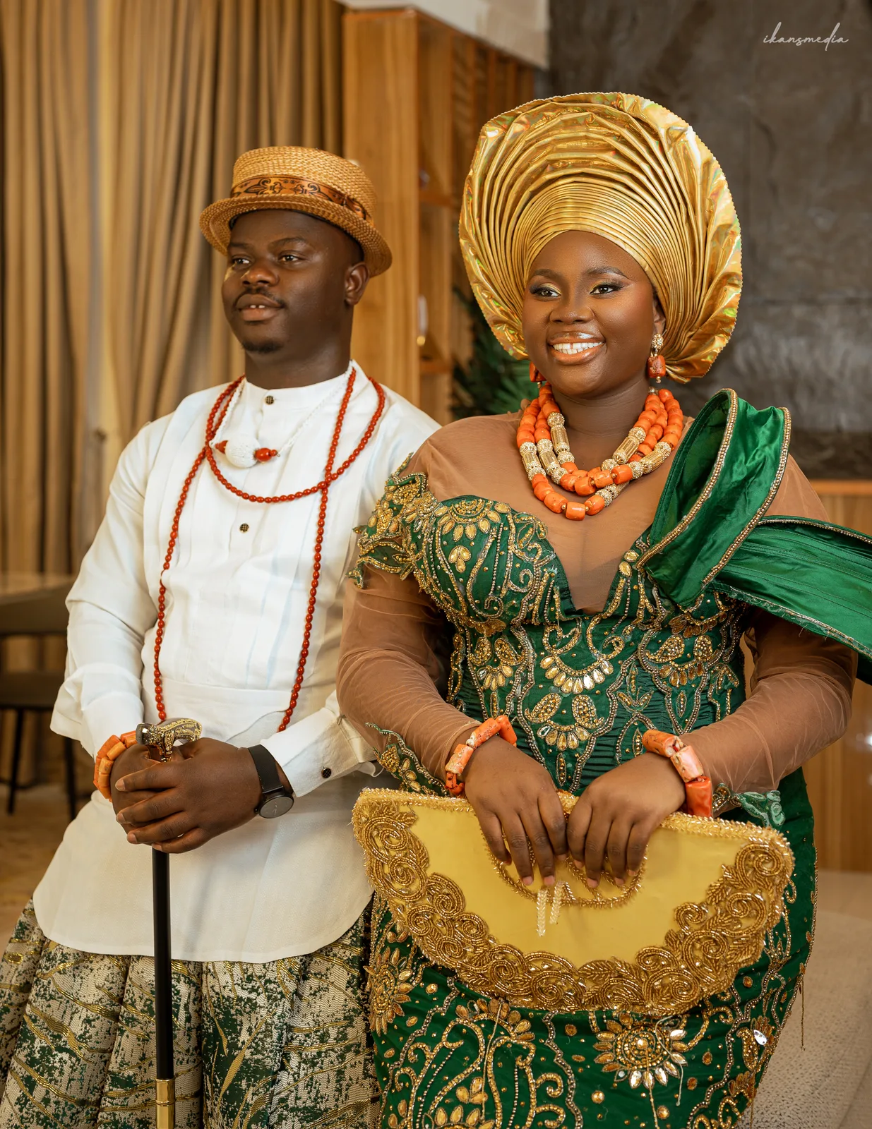 Flourish and Godwin in traditional attire