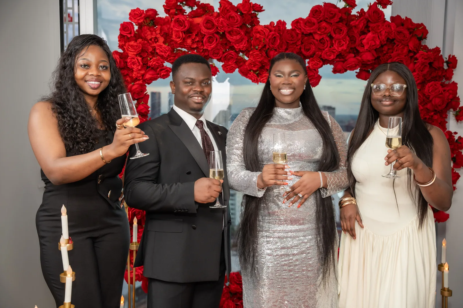 A champagne toast with friends