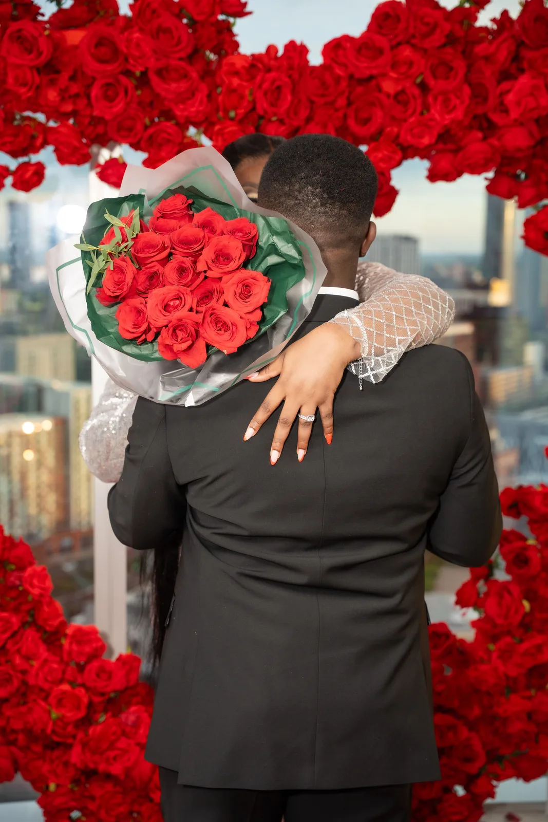 A bouquet of red roses